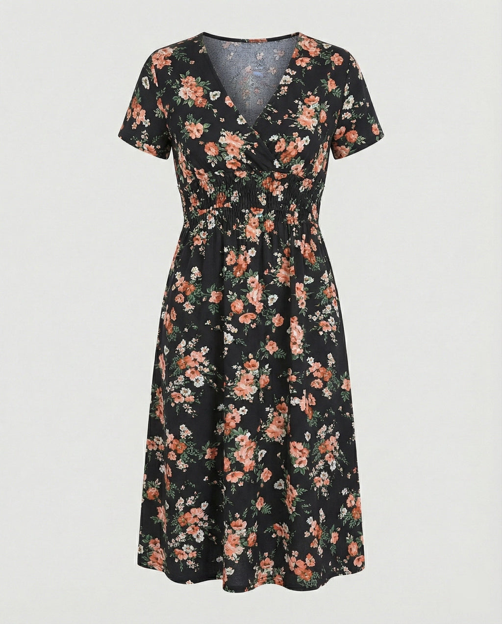 Damen Midikleid gesmokte Taille