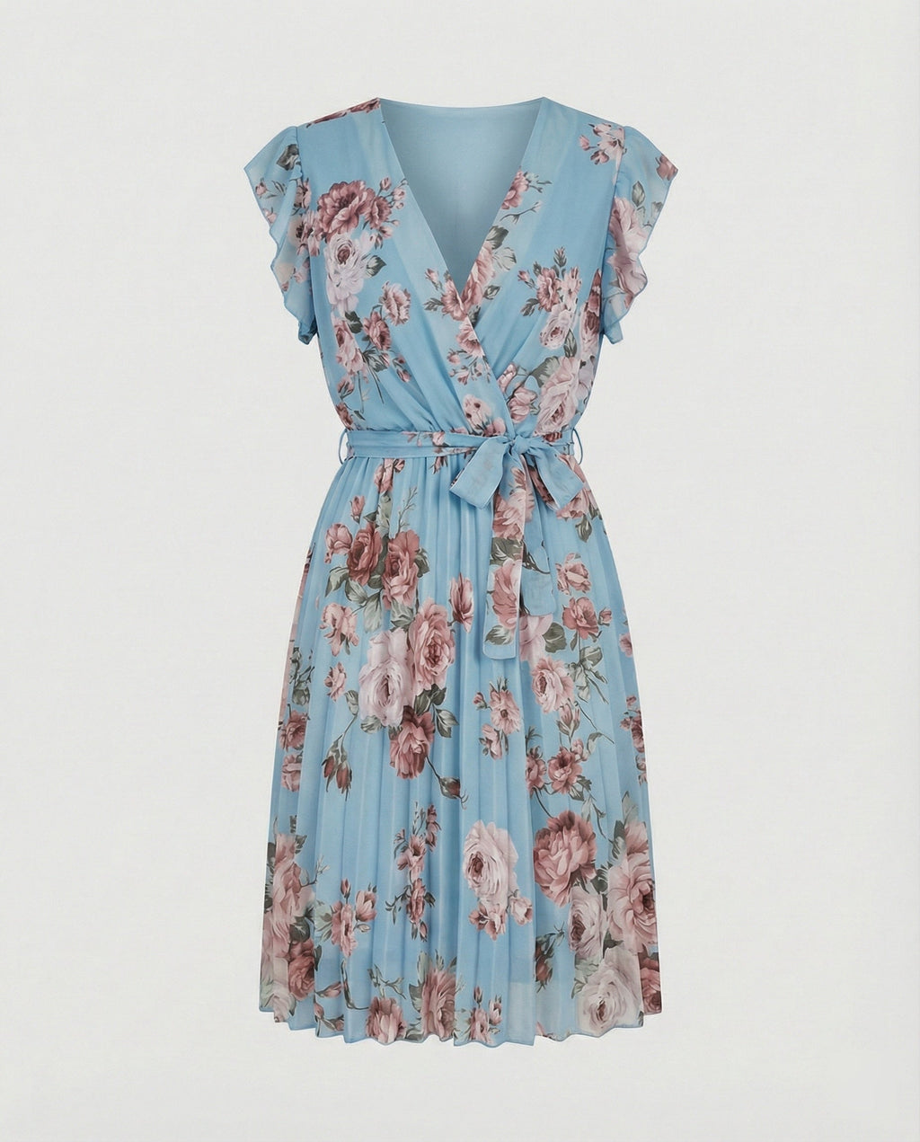 Damen Freizeitkleid Wickel mit Plissee