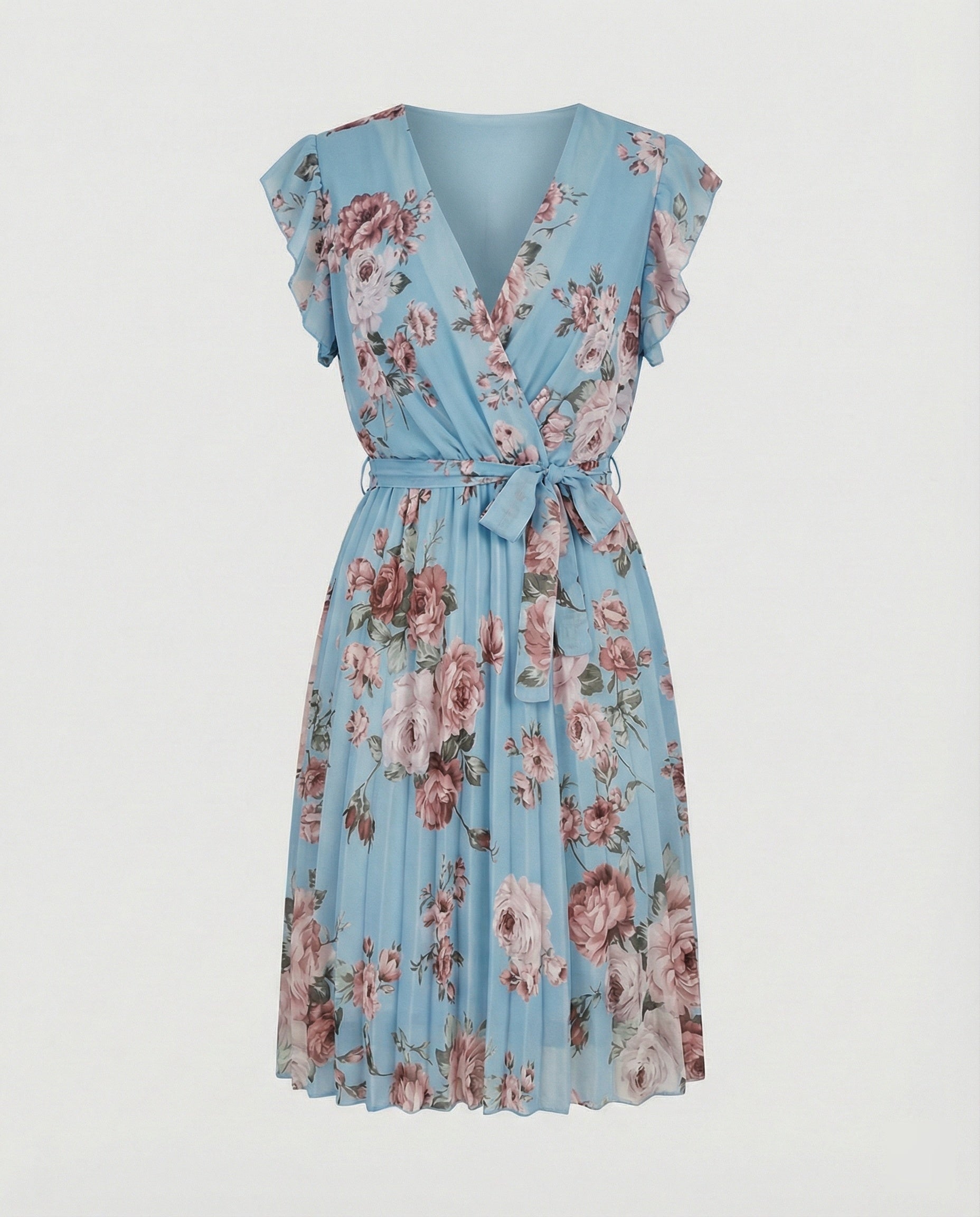 Damen Freizeitkleid Wickel mit Plissee