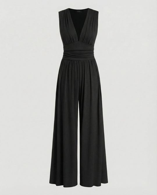 Damen Jumpsuit mit schickem V-Ausschnitt und weitem Bein