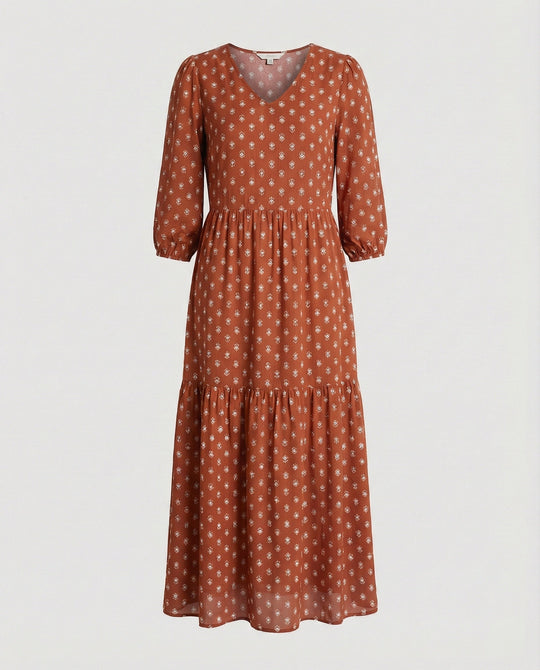 Damen Midikleid Sommer Stufenrock