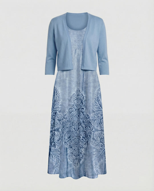 A-Linien Kleid Mit Bolerojacke Damen V-Ausschnitt