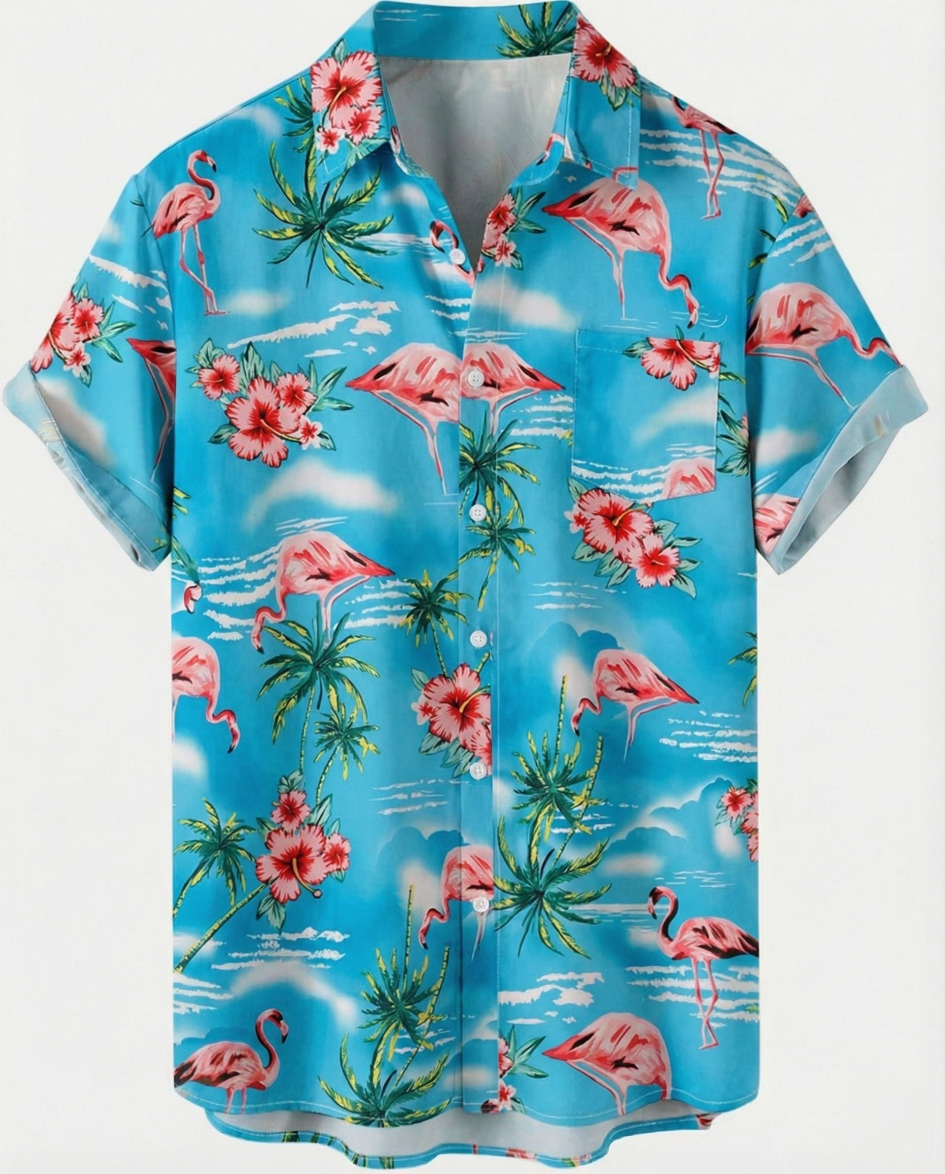 Kurzarm Hawaiihemd Herren Palmenprint