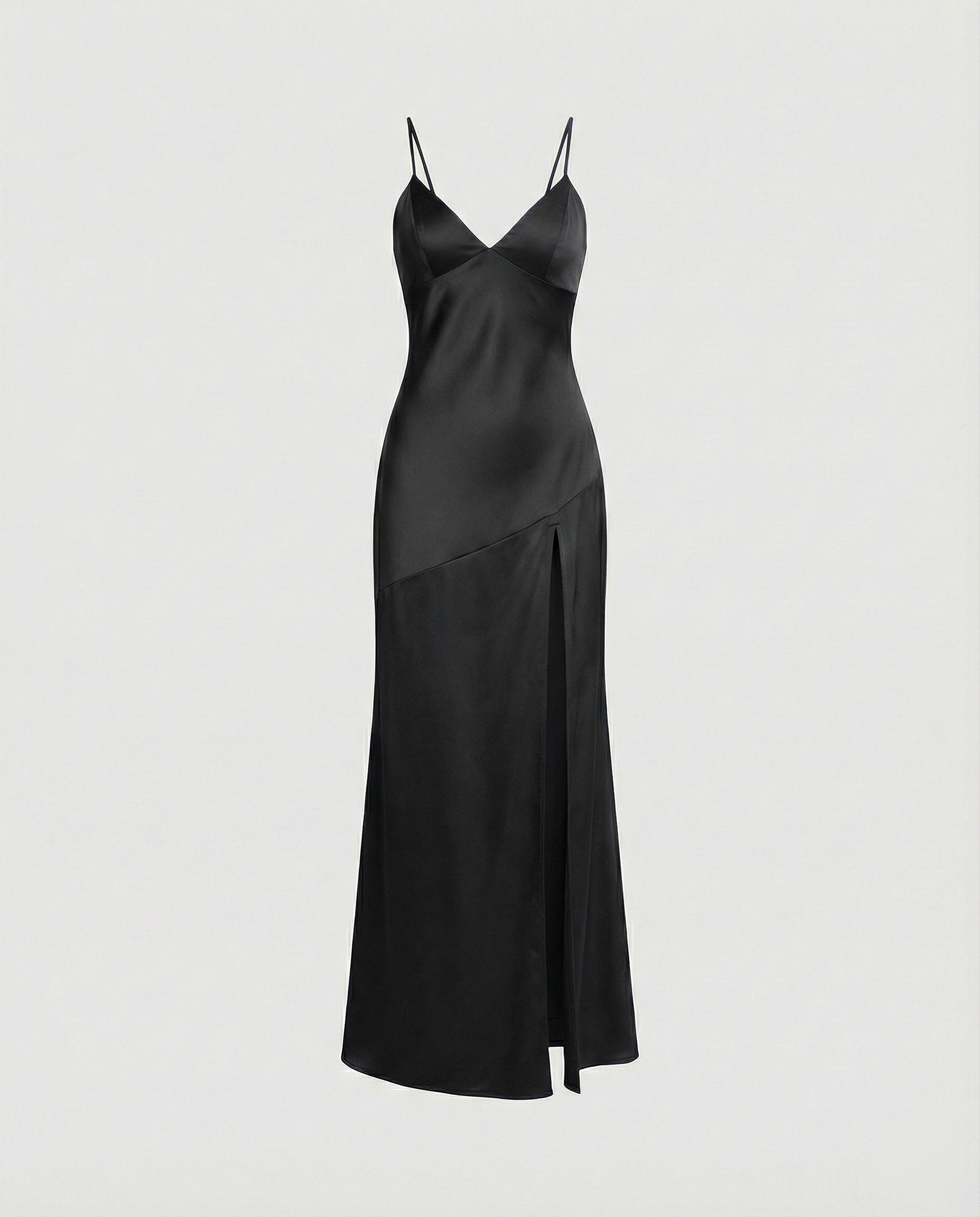 Damen Abendkleid Satin mit Schlitz