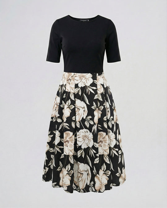 Damen Retro Freizeitkleid mit Blumenmuster