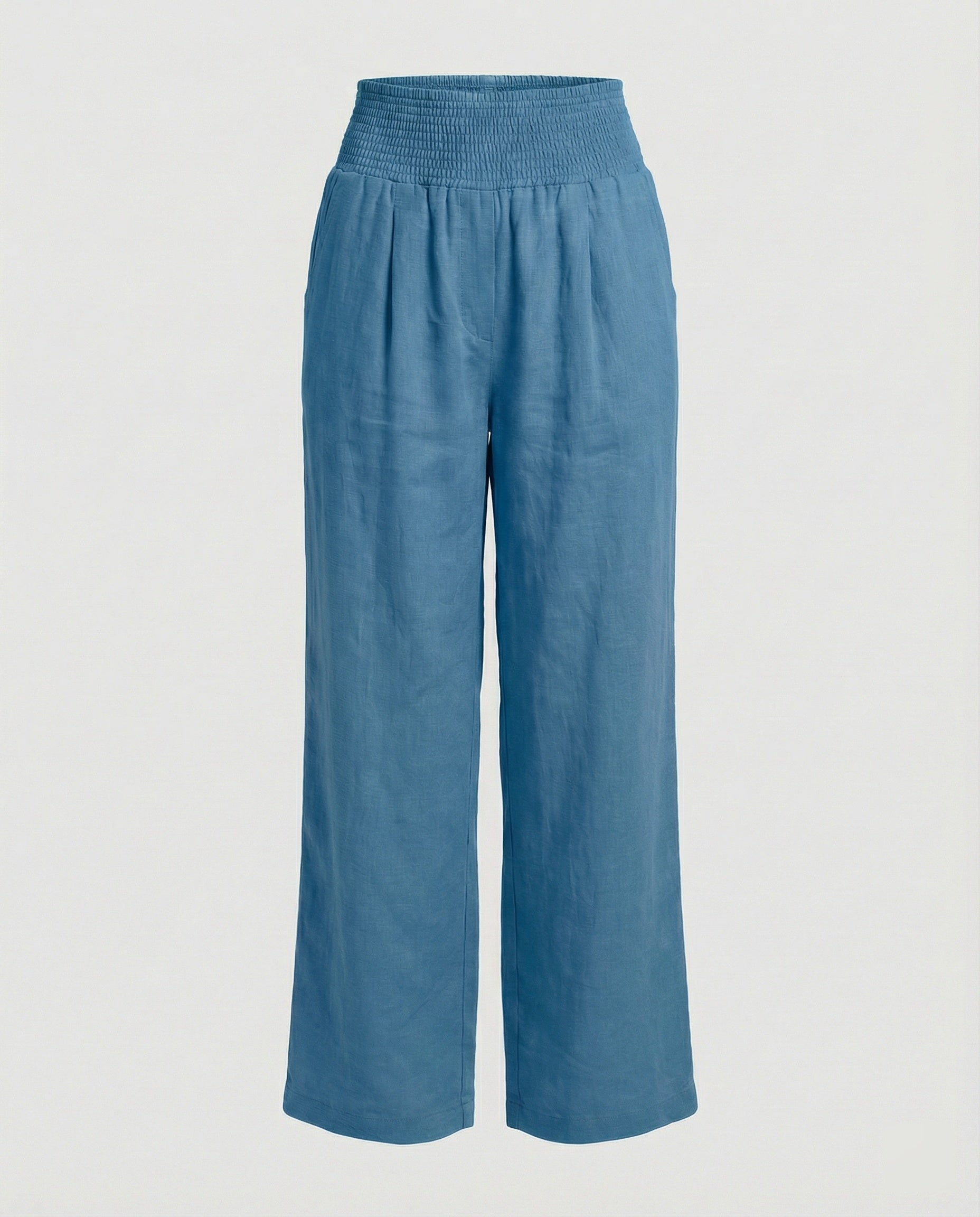 Damen Luftige Leinenhose mit elastischem Bund und Weitschnitt