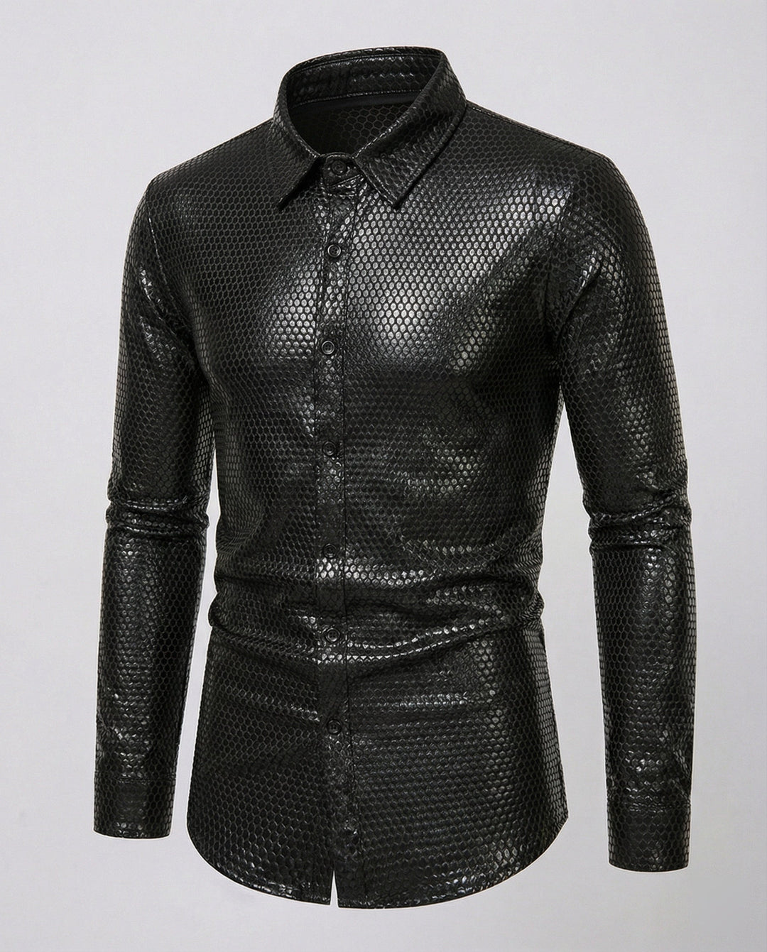 Herren Hemd mit glanzvollem Wabenmuster