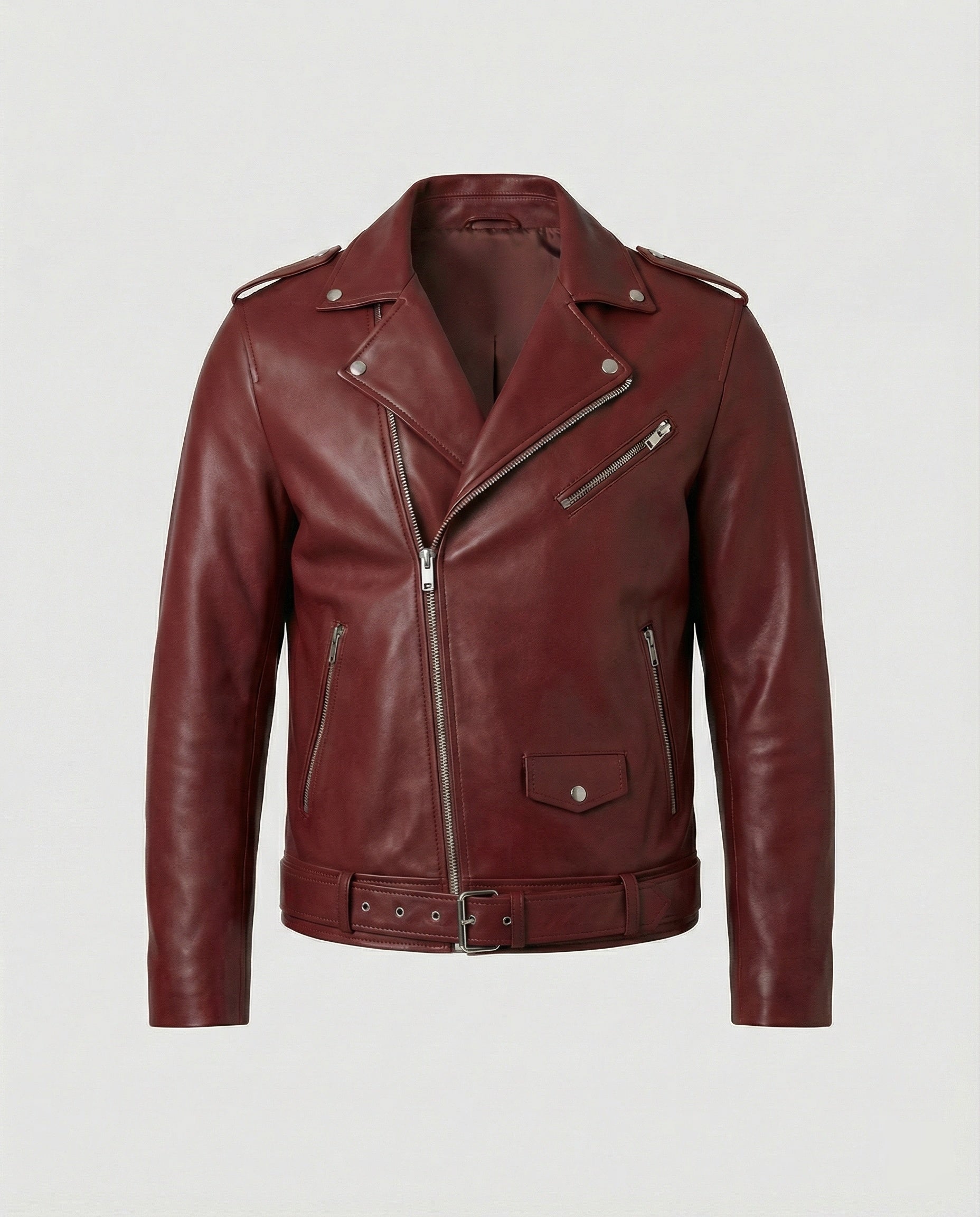 Herren Bikerjacke Kunstleder tailliert