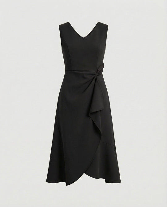 Damen Cocktailkleid Midi mit Wickeloptik