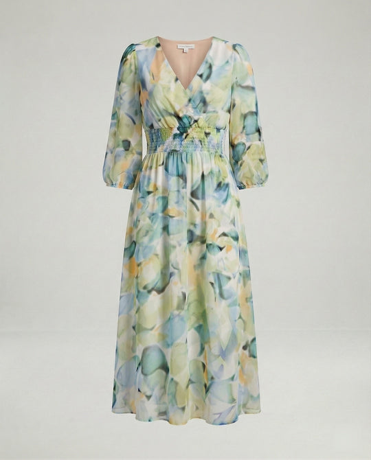 Damen Midikleid V-Ausschnitt Print