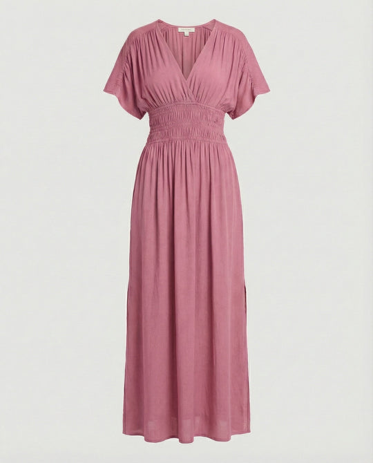 Damen Maxikleid Sommer V-Ausschnitt Schlitz