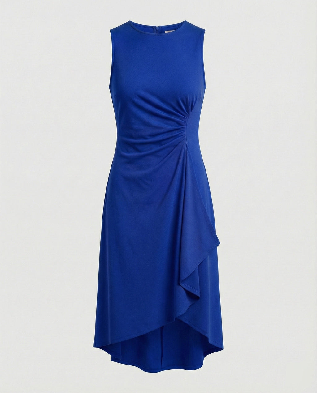 Damen ärmelloses Wickelkleid mit asymmetrischem Saum und Raffungen