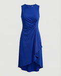 Damen ärmelloses Wickelkleid mit asymmetrischem Saum und Raffungen