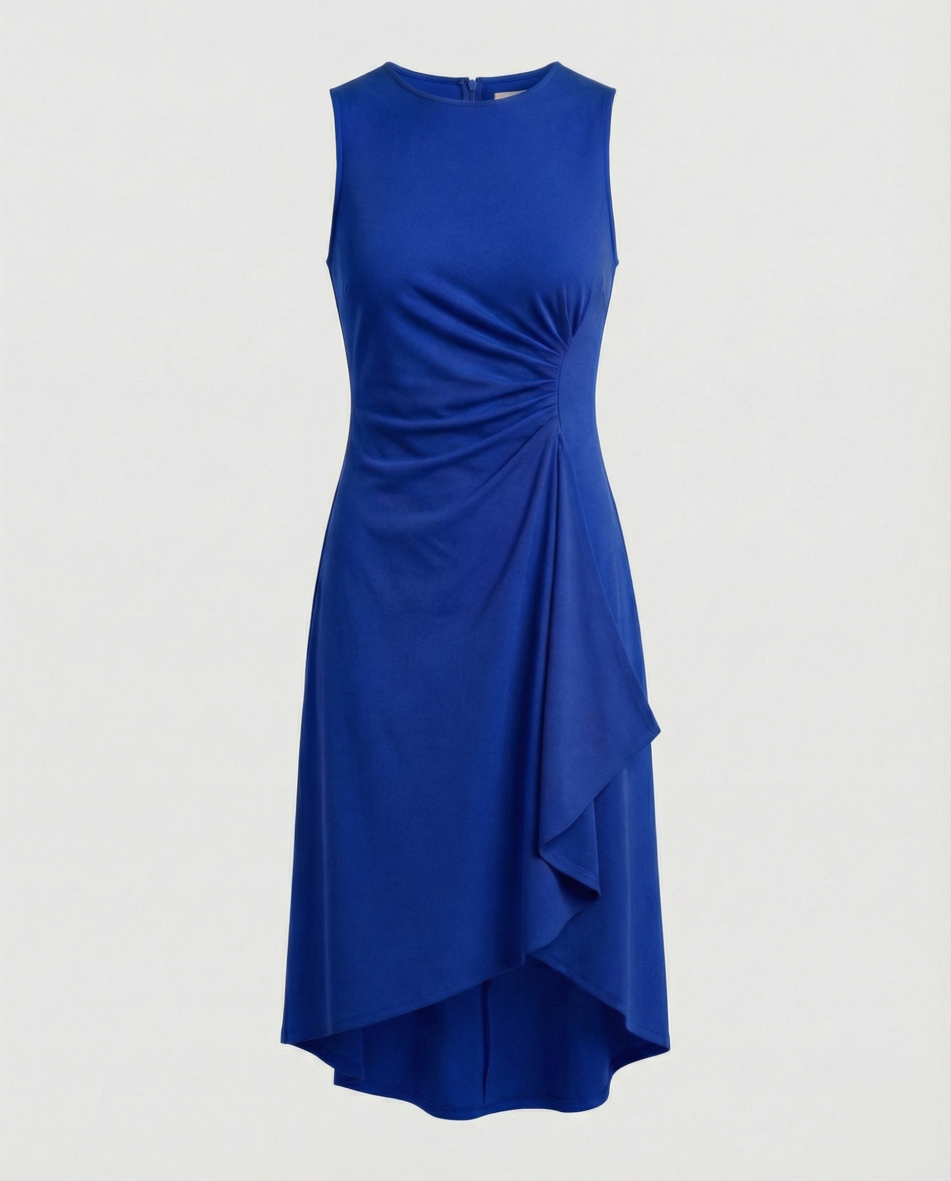 Damen ärmelloses Wickelkleid mit asymmetrischem Saum und Raffungen