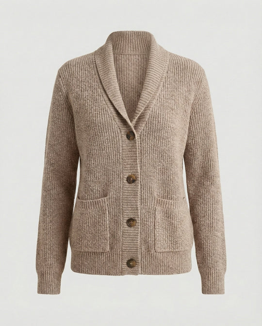 Strickjacke Damen lässig mit Knopfverschluss und großen Taschen