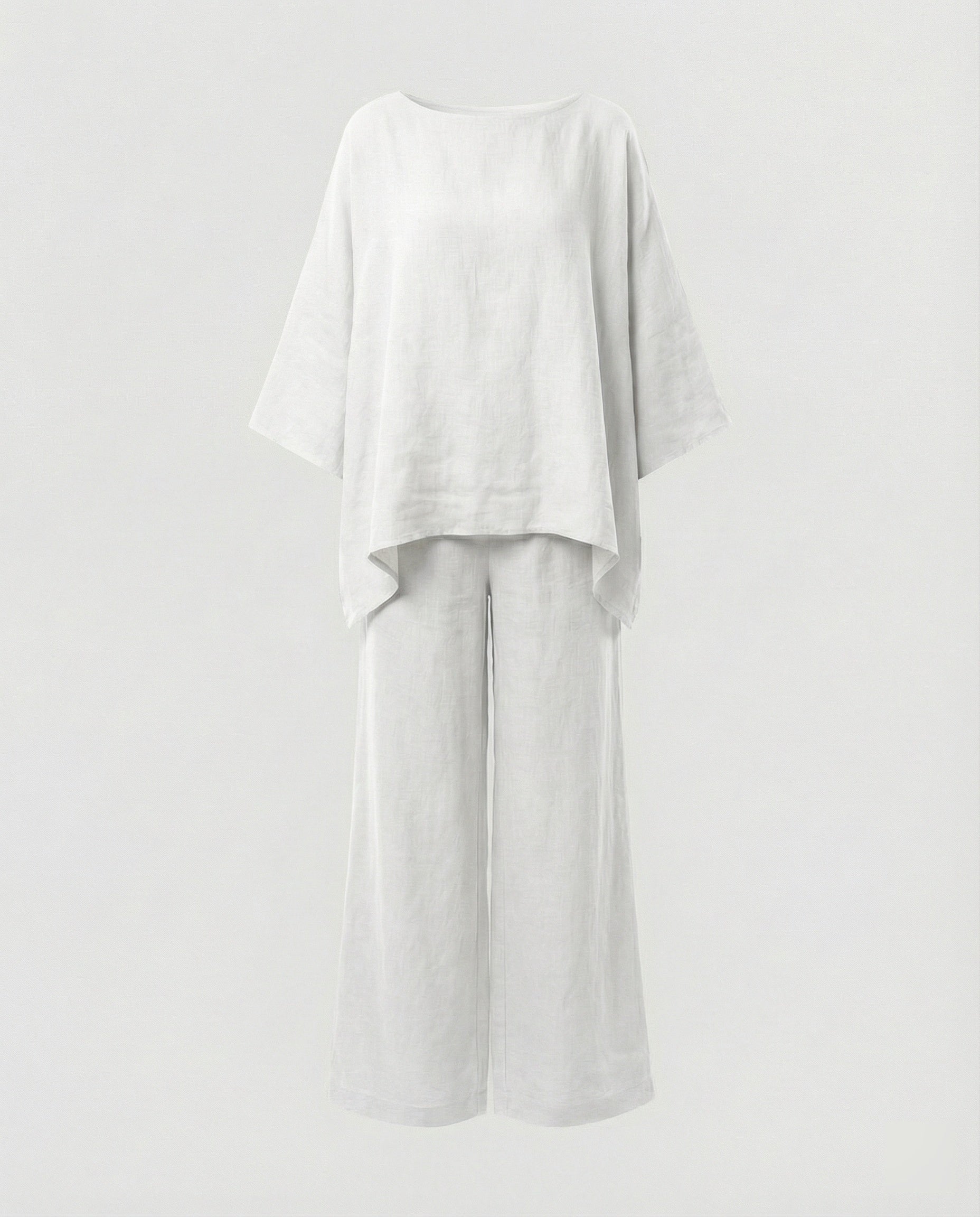 Leinen Zweiteiler Set Damen mit Palazzo-Hose