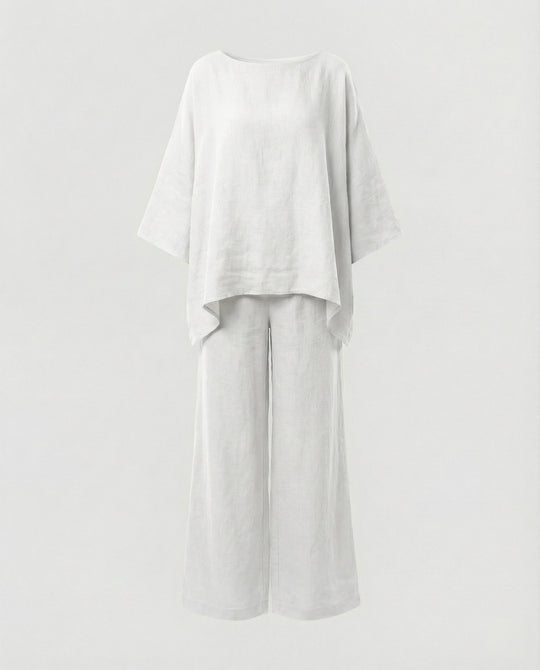 Leinen Zweiteiler Set Damen mit Palazzo-Hose
