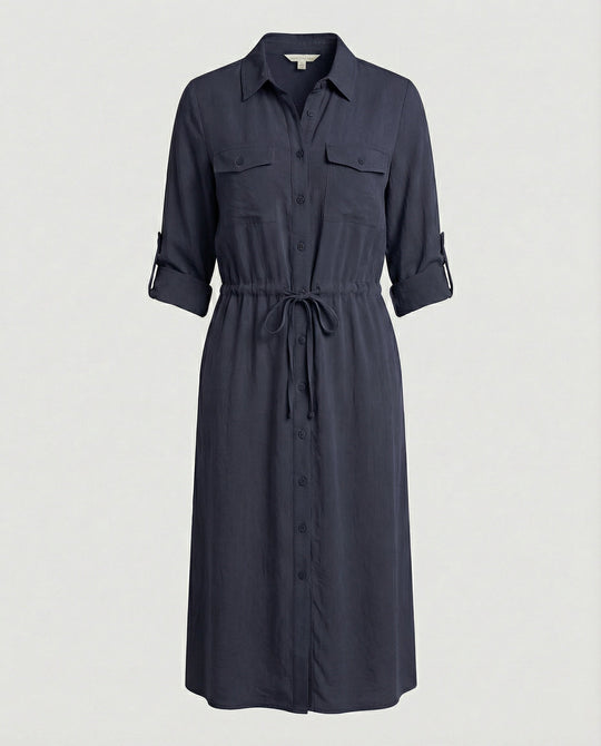 Damen Hemdblusenkleid mit Kordelzug