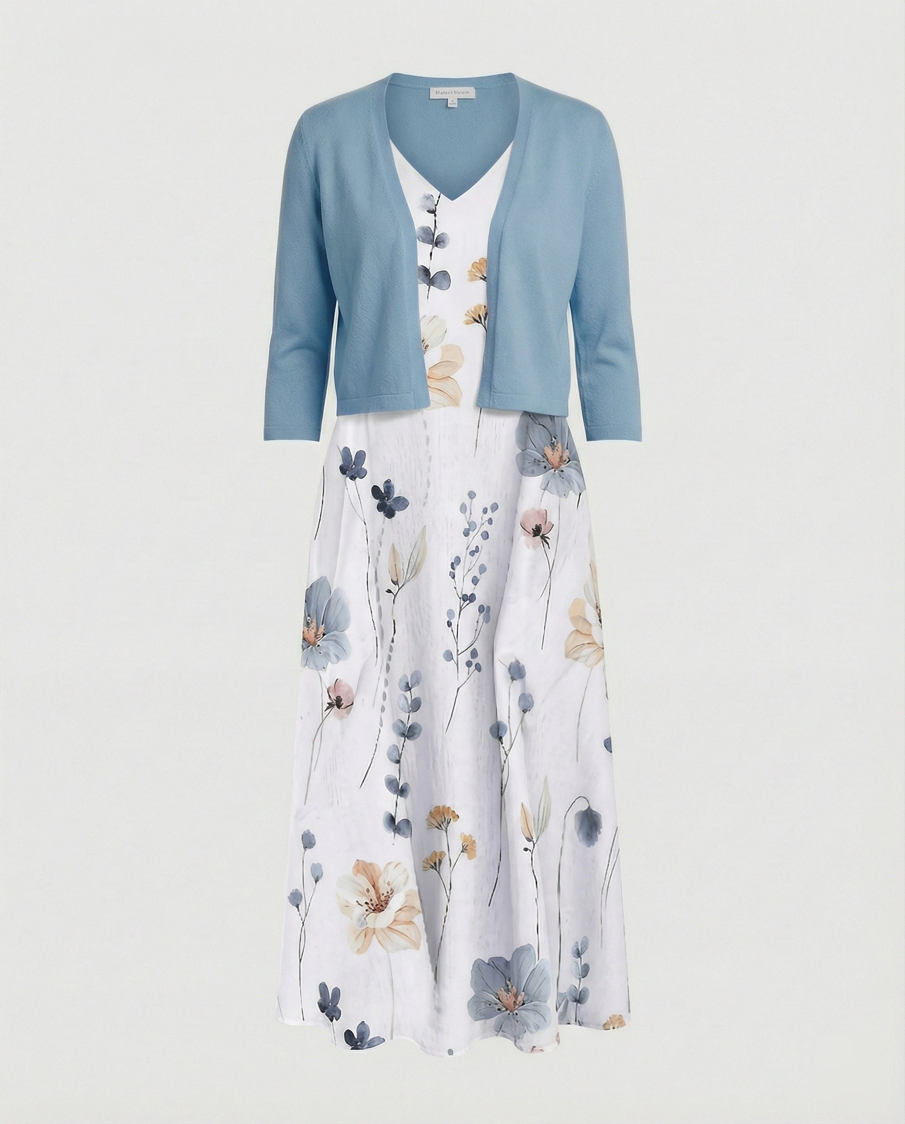 A-Linien Kleid Mit Bolerojacke Damen V-Ausschnitt