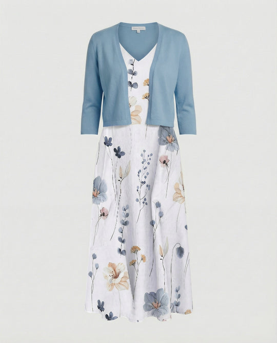 A-Linien Kleid Mit Bolerojacke Damen V-Ausschnitt