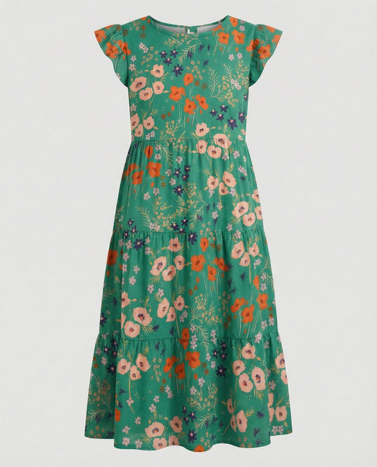 Damen Sommerkleid knielang mit Volant