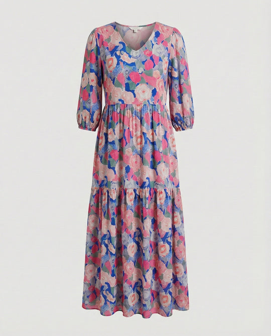 Damen Midikleid Sommer Stufenrock