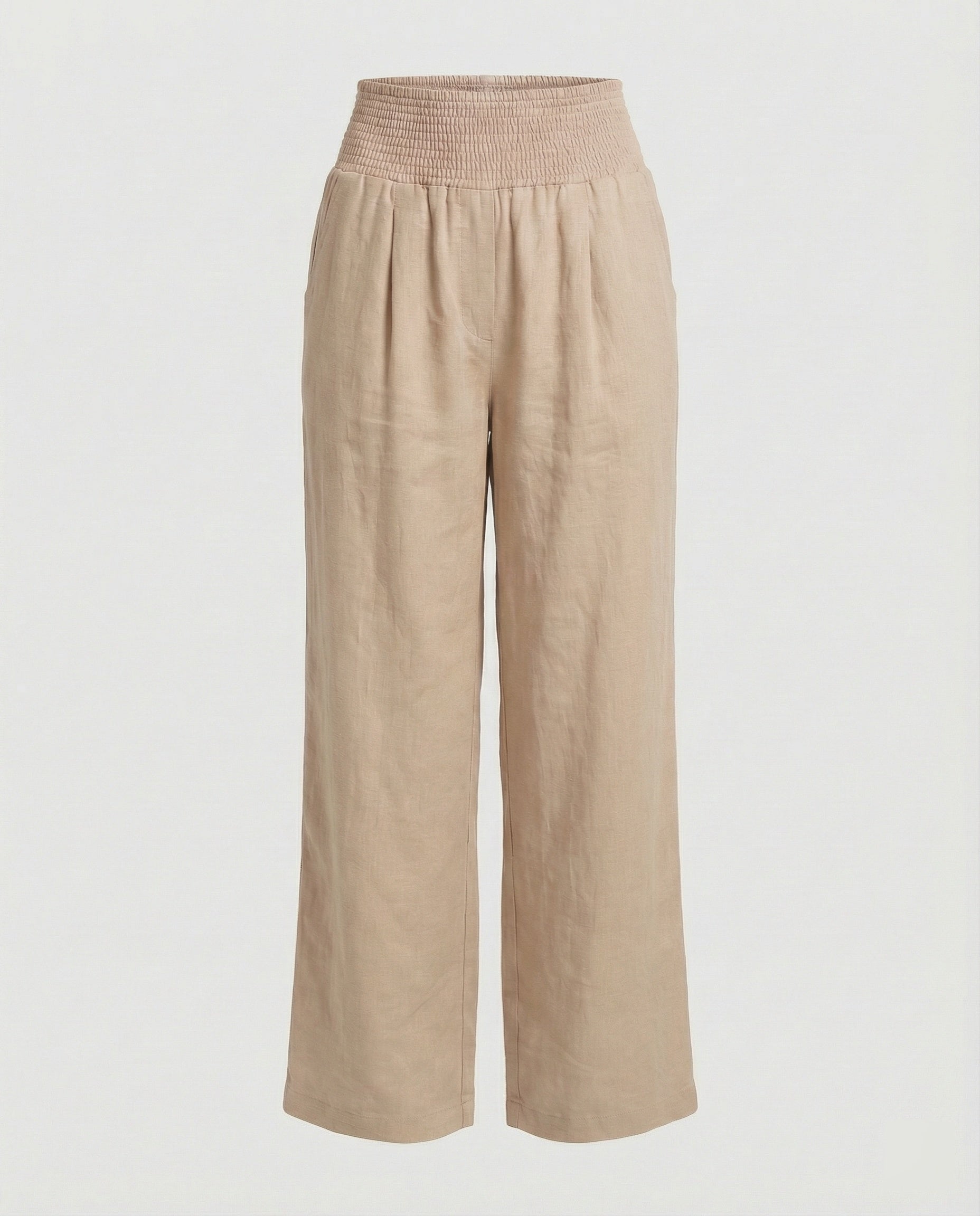 Damen Luftige Leinenhose mit elastischem Bund und Weitschnitt