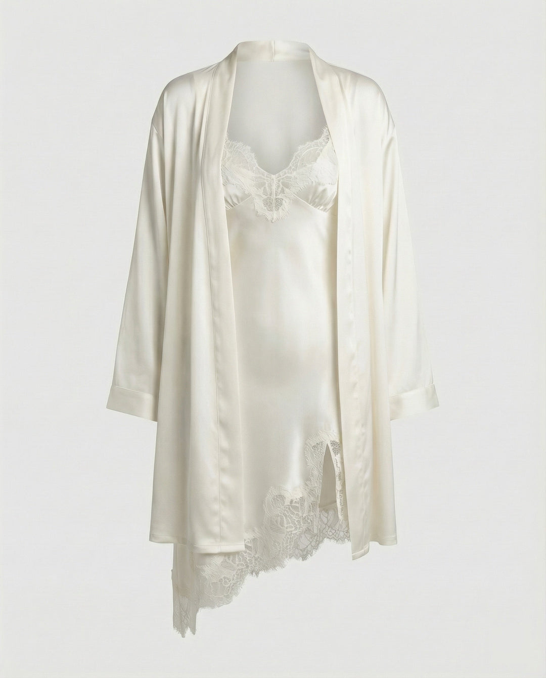 Damen Satin Set Spitze