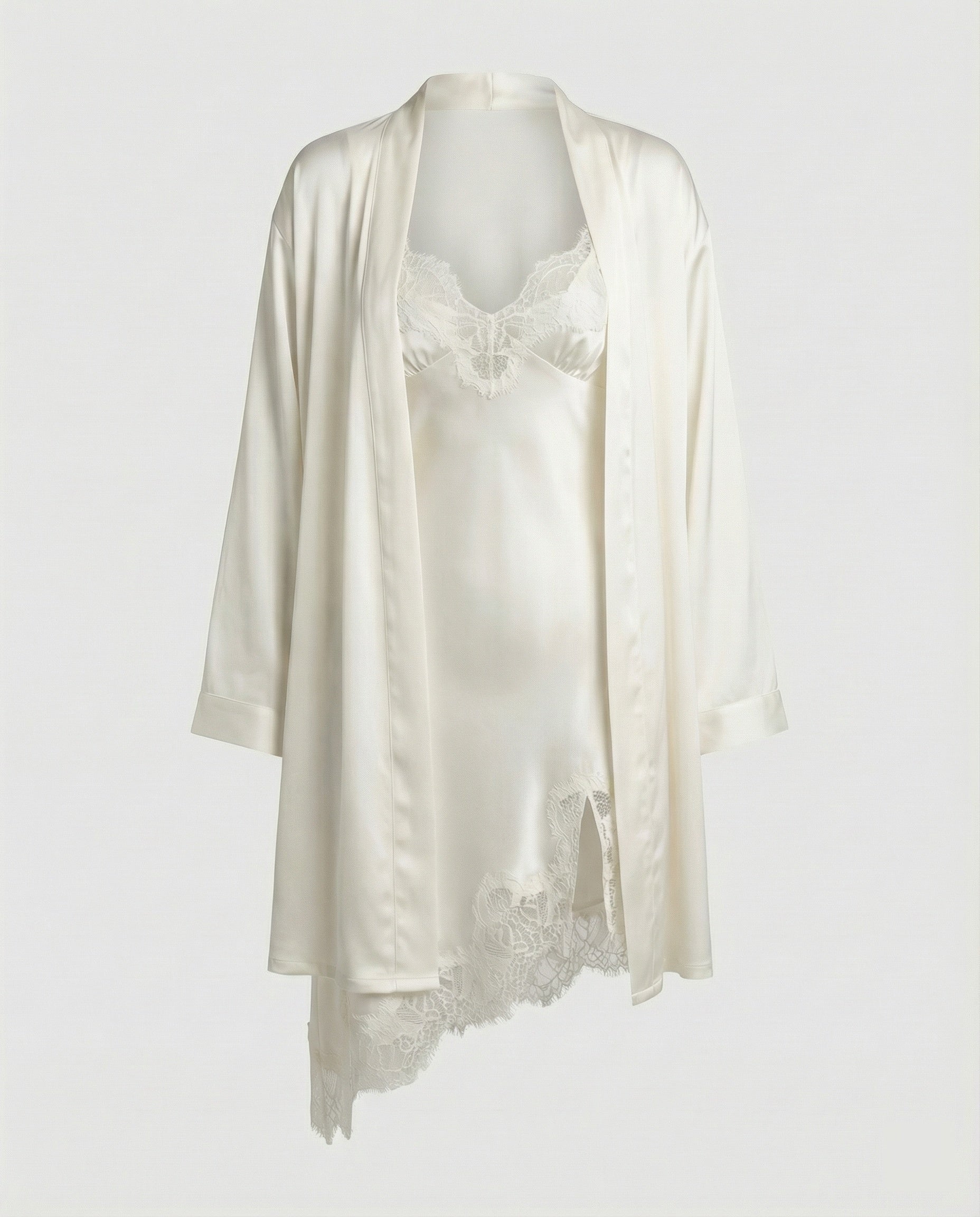 Damen Satin Set Spitze