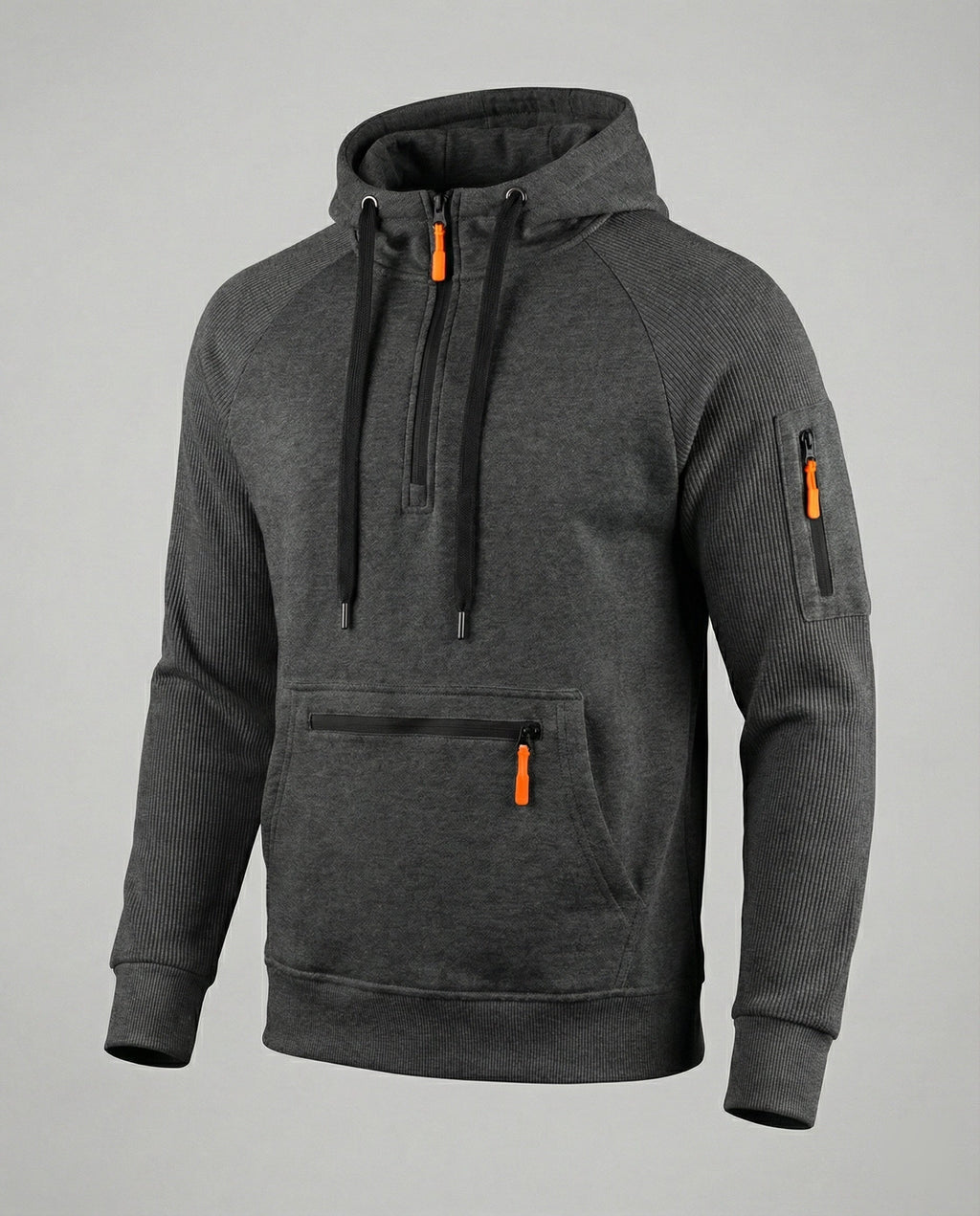 Herren sportlicher Hoodie mit praktischen Reißverschlusstaschen und verstellbarem Kapuzenzug