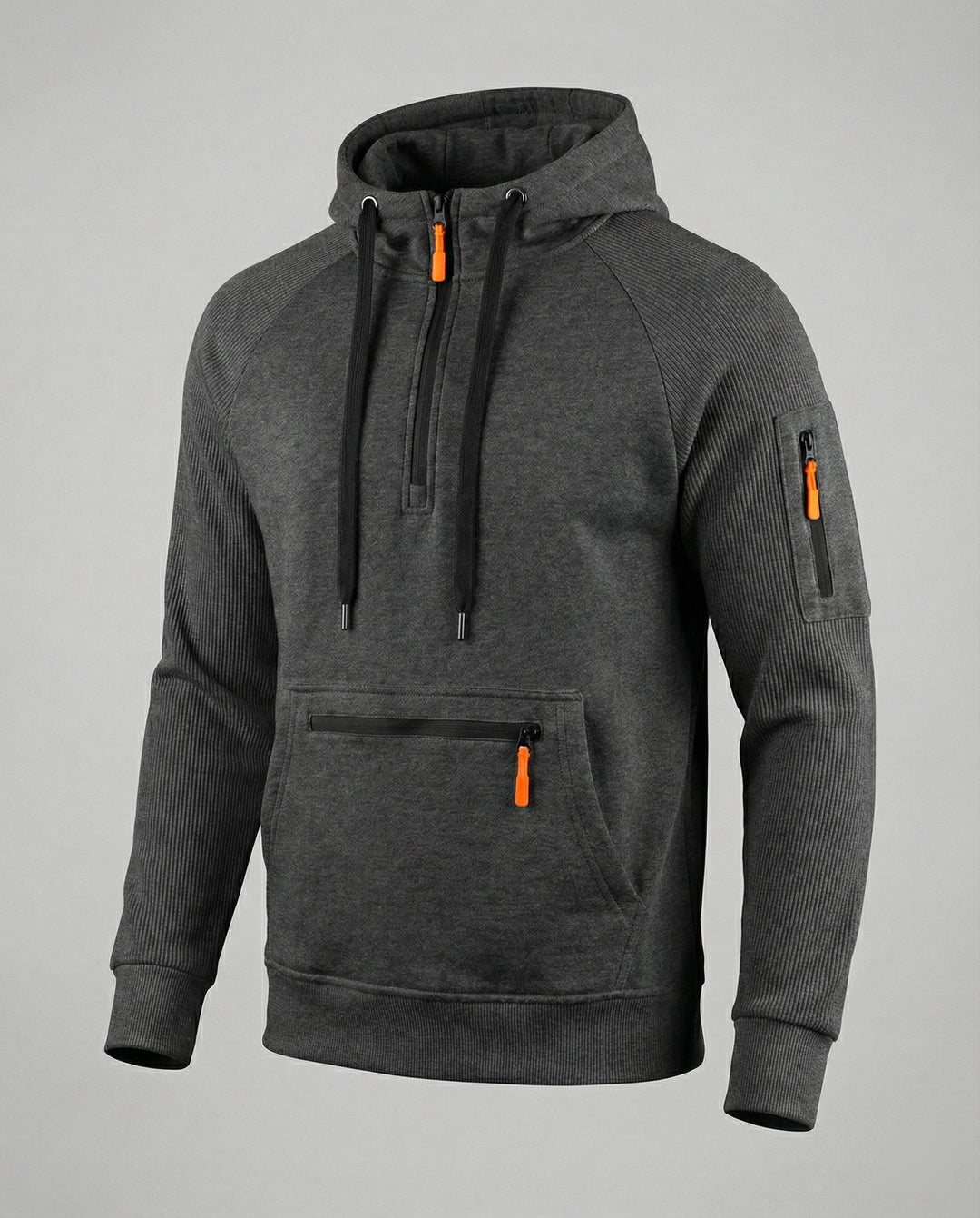 Herren sportlicher Hoodie mit praktischen Reißverschlusstaschen und verstellbarem Kapuzenzug
