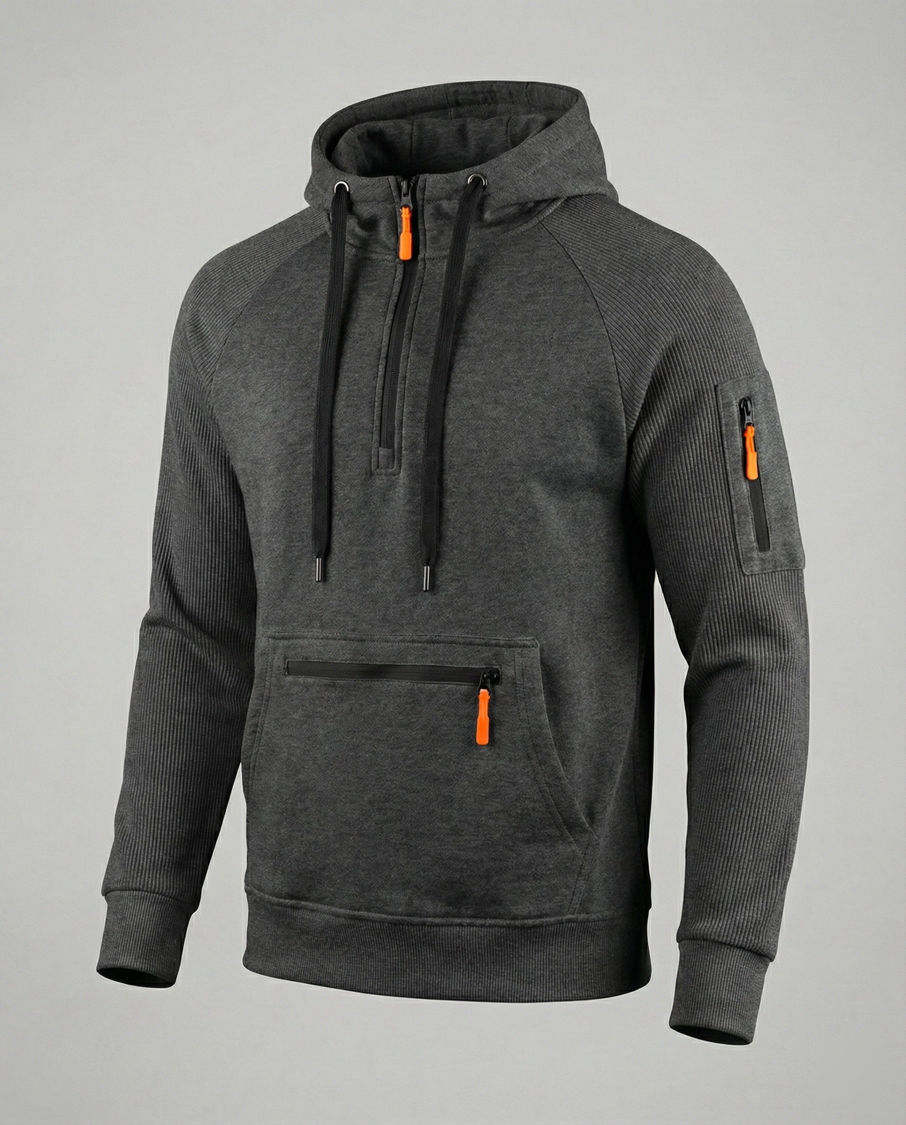 Herren sportlicher Hoodie mit praktischen Reißverschlusstaschen und verstellbarem Kapuzenzug