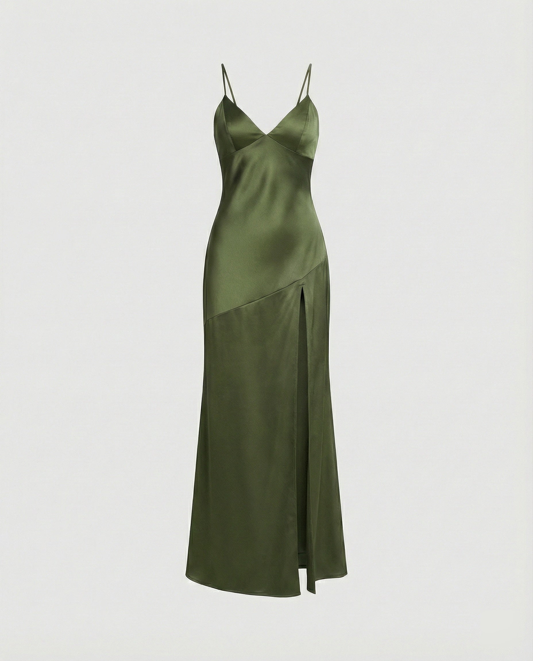 Damen Abendkleid Satin mit Schlitz