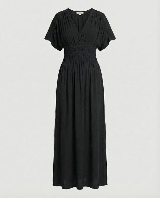 Damen Maxikleid Sommer V-Ausschnitt Schlitz