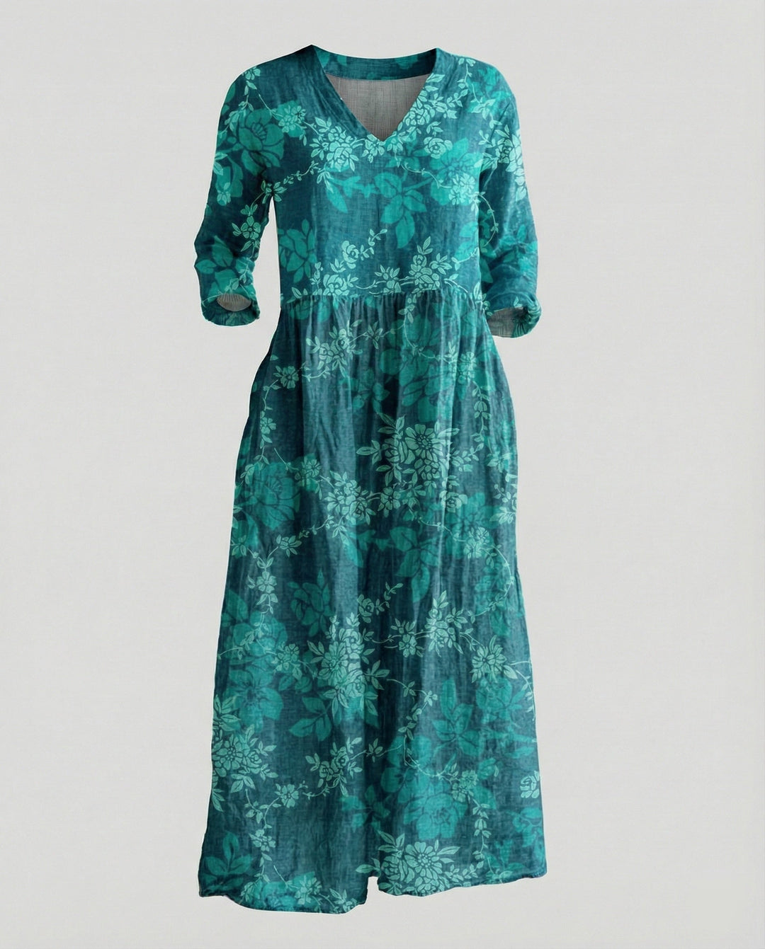 Damen Boho Maxikleid Sommer Leinenoptik