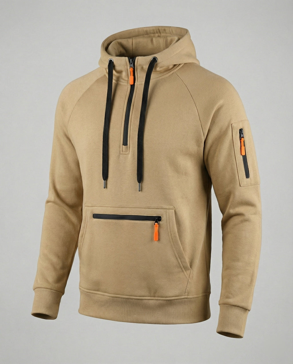 Herren sportlicher Hoodie mit praktischen Reißverschlusstaschen und verstellbarem Kapuzenzug