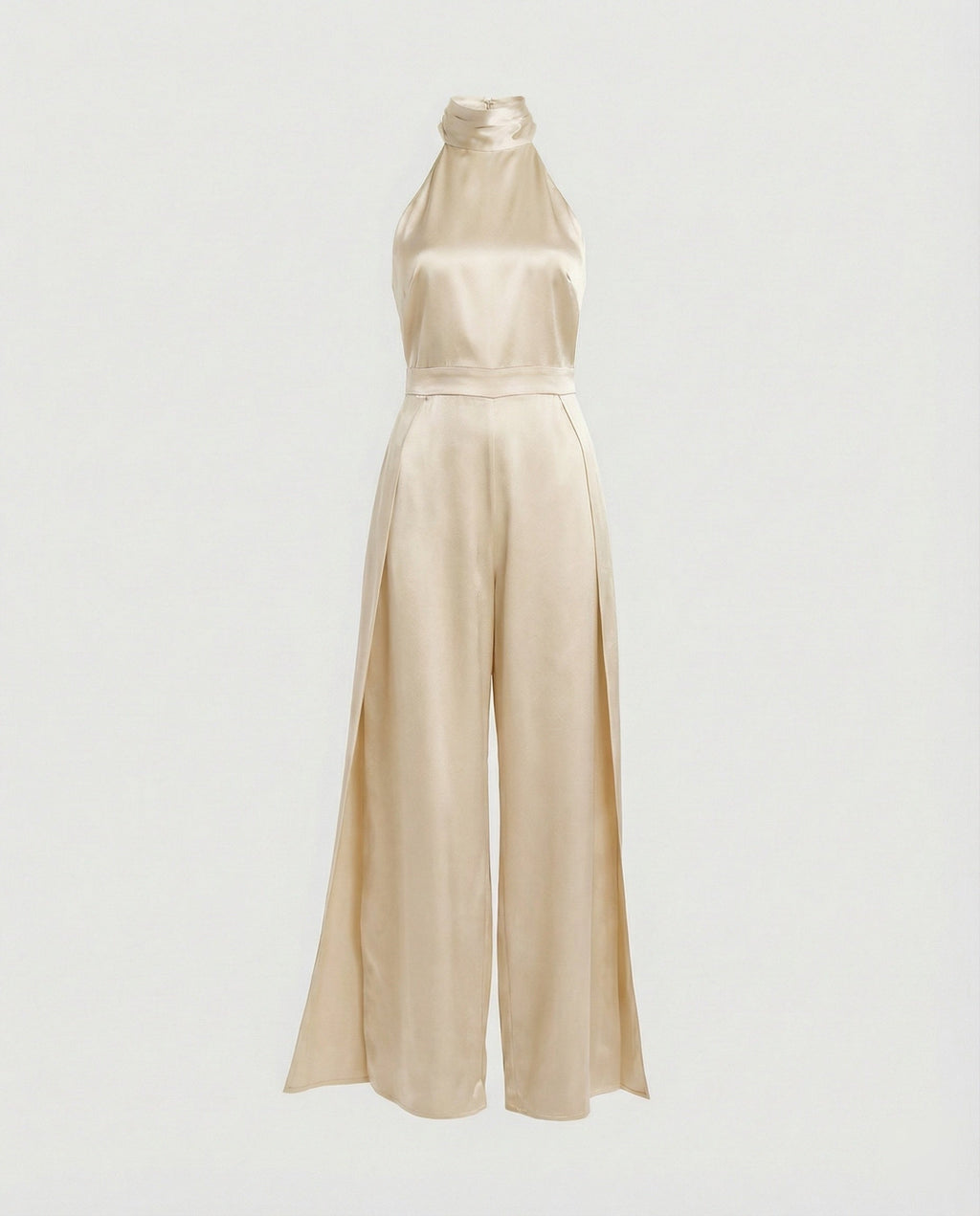 Damen Jumpsuit Satin Halterkragen