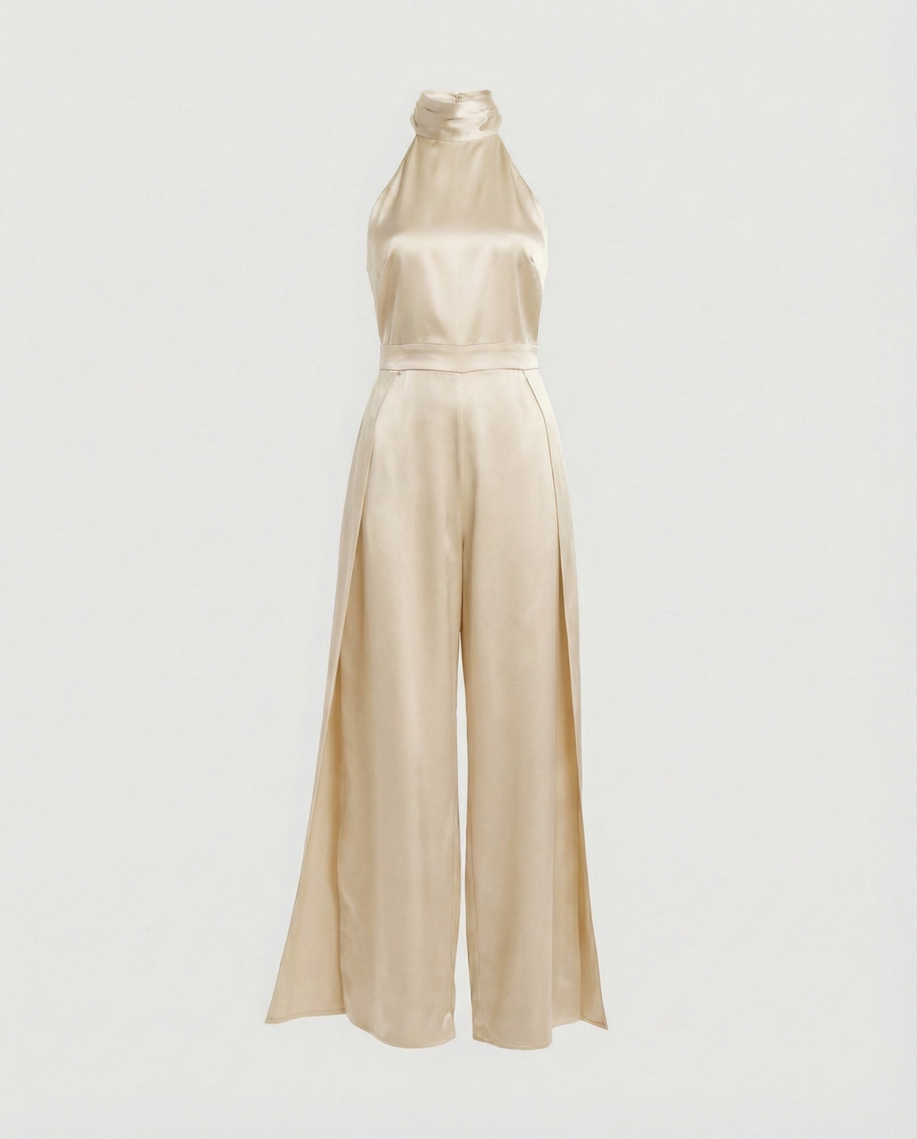 Damen Jumpsuit Satin Halterkragen