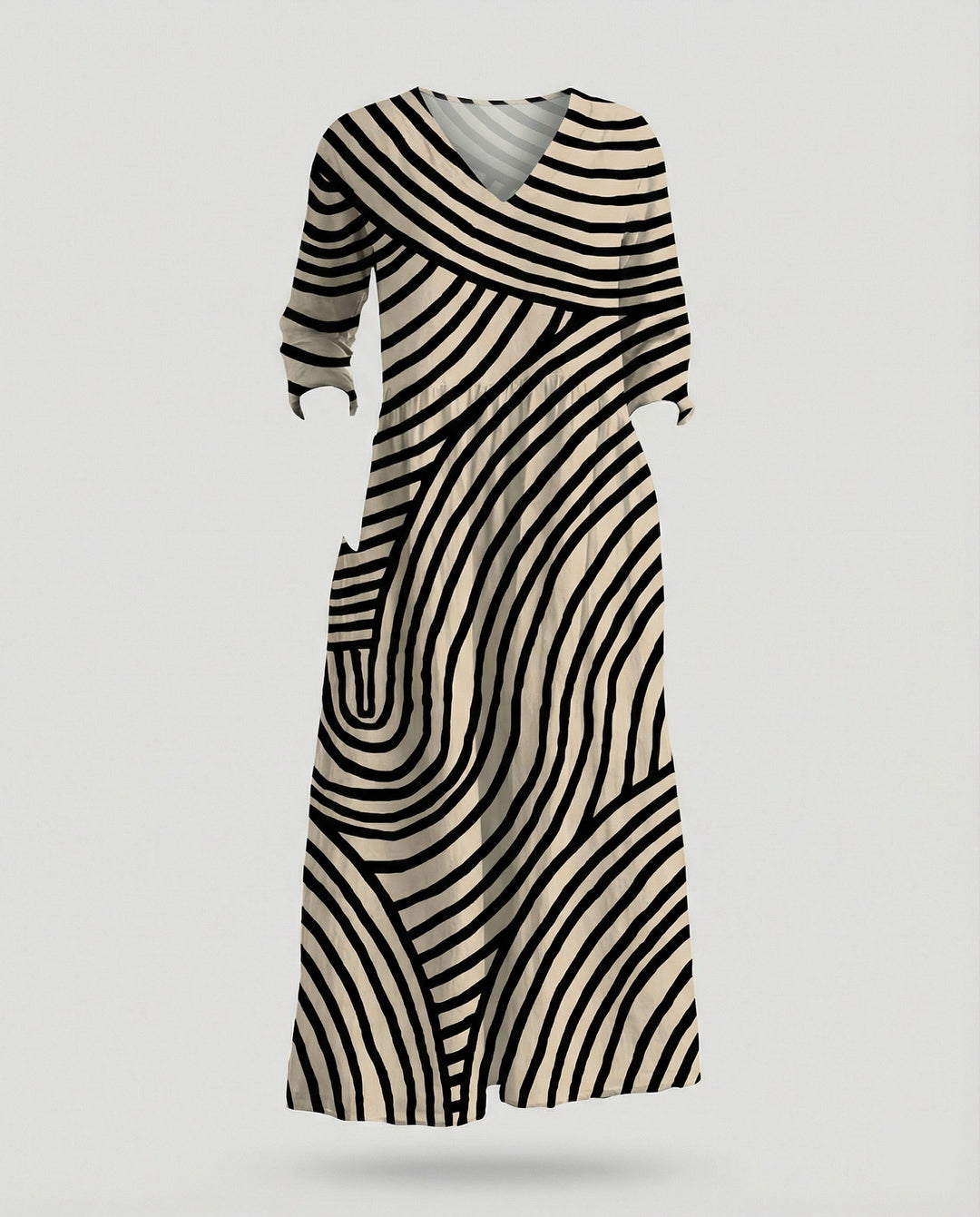 Damen Boho Maxikleid Sommer Leinenoptik