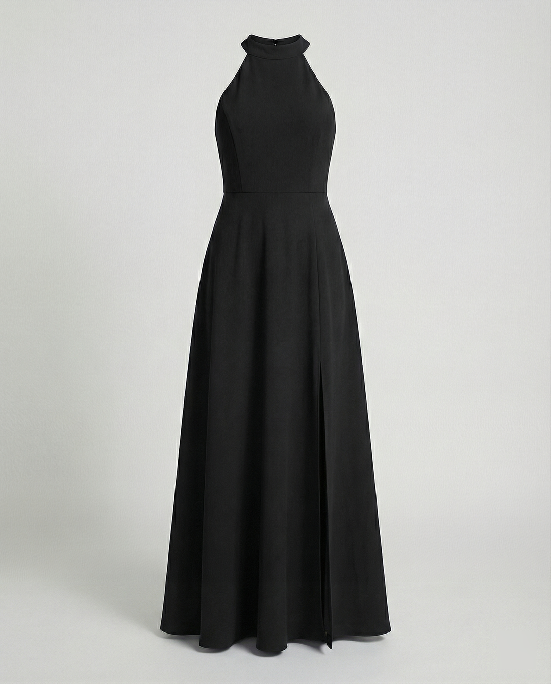 Damen Elegantes Maxikleid mit Seitenschlitzen und hochgeschlossenem Ausschnitt