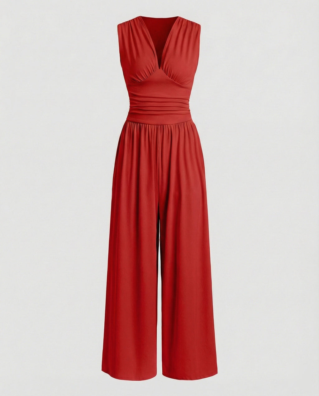 Damen Jumpsuit mit schickem V-Ausschnitt und weitem Bein