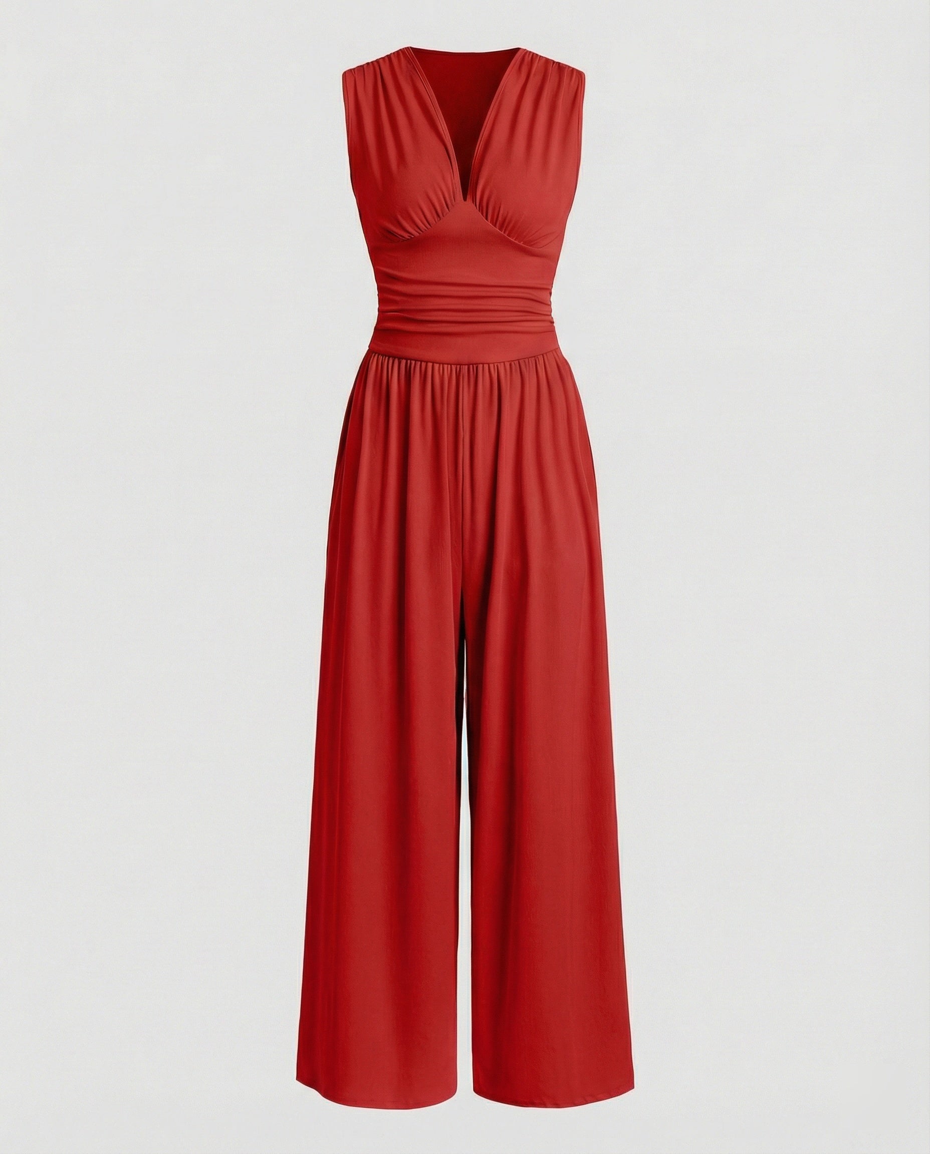 Damen Jumpsuit mit schickem V-Ausschnitt und weitem Bein