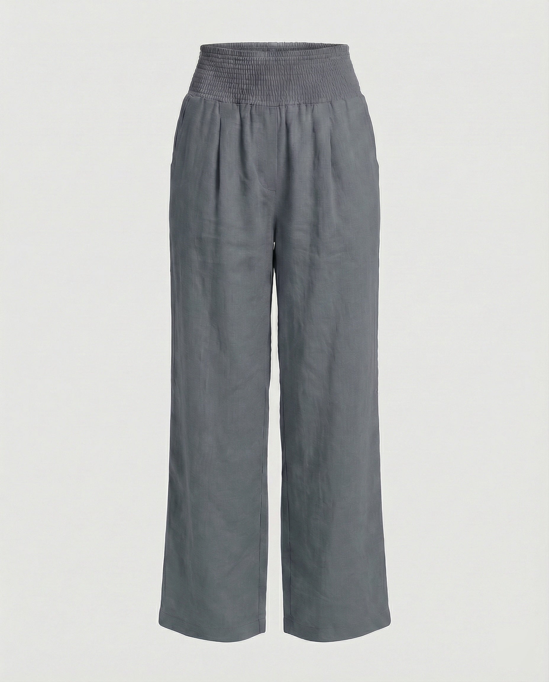 Damen Luftige Leinenhose mit elastischem Bund und Weitschnitt