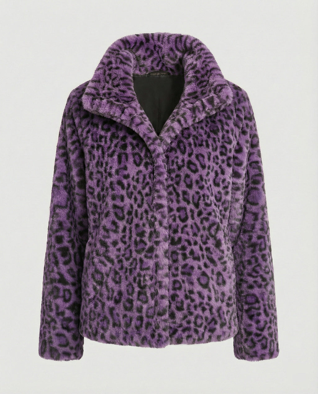 Mantel - Kunstpelz - Oversized Fit - Reverskragen - Leopardenprint