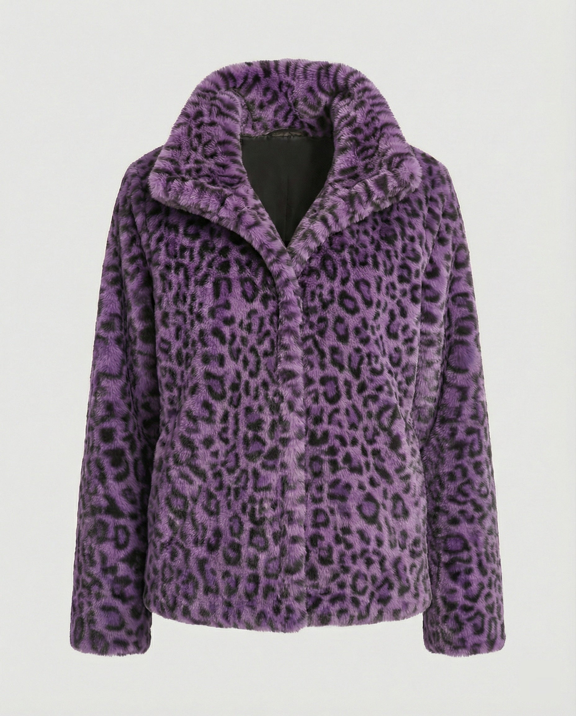 Mantel - Kunstpelz - Oversized Fit - Reverskragen - Leopardenprint