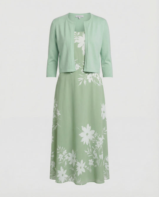 A-Linien Kleid Mit Bolerojacke Damen V-Ausschnitt