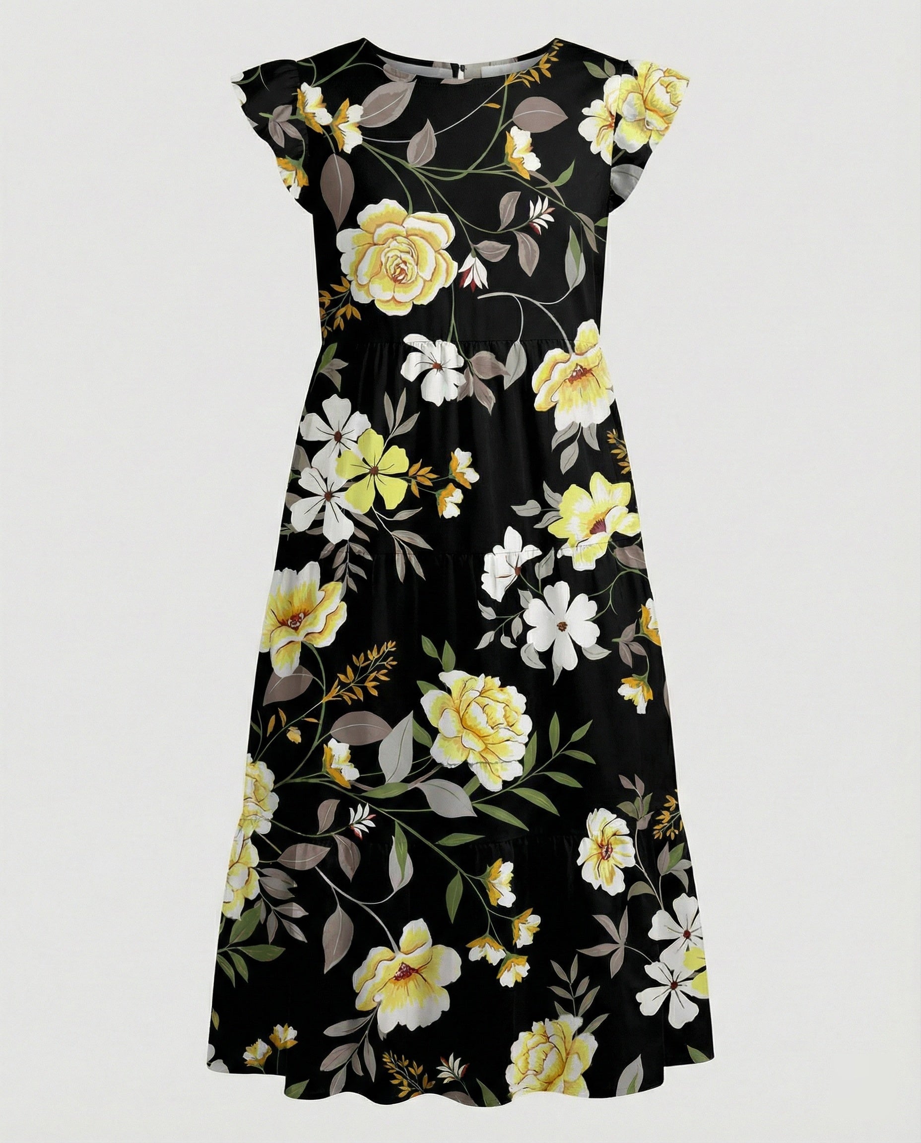 Damen Sommerkleid knielang mit Volant