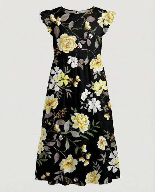 Damen Sommerkleid knielang mit Volant