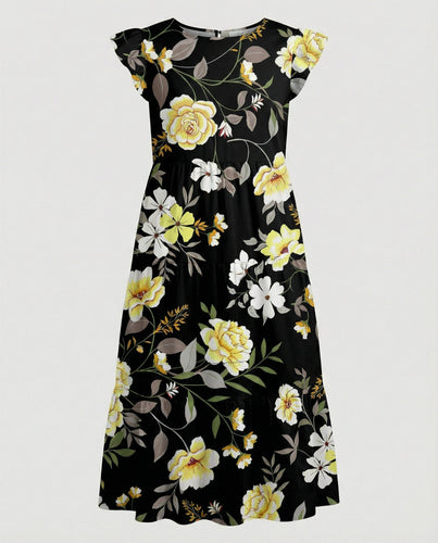 Damen Sommerkleid knielang mit Volant