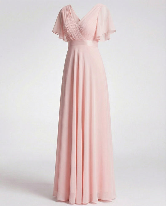 Damen Maxikleid Chiffon elegant plissiert